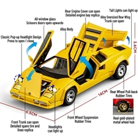 LASIVE TOYS Voiture de sport miniature en alliage 1:32 avec 5 portes ouvrables, lumières et sons, fonction de recul, véhicule de collection pour garçons