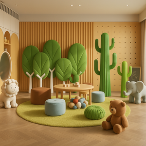 Escultura Artística de Cacto em Resina Pintada de Fibra de Vidro Personalizada JingYue para Decoração de Quarto Infantil e Creche - Product Image 1