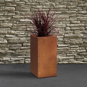 Pot de plante rectangulaire haut et moderne en béton vieilli pour l'intérieur et l'extérieur, pour la maison, le patio, le jardin, avec bonsaï - Product Image 3