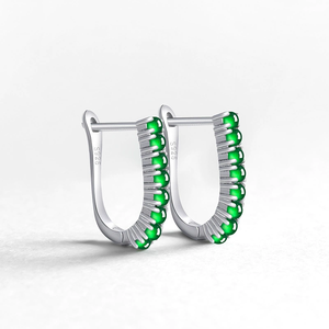 Auténticos pendientes de jadeíta natural de grado A, verde intenso y verde soleado, hechos de jade de grado hielo, elegantes pendientes para mujer. - Product Image 2