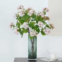 Bouquet de fleurs artificielles haut de gamme en soie, 3 têtes d'hortensias boule de neige, 3 boules de neige porte-bonheur, pour décoration de mariage et de maison