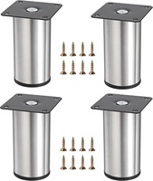 Silberne Runde Metall-Sofabeine, Möbelerhöhungen, Robuste Ersatzbeine für Couchtische, TV-Ständer und Kommoden