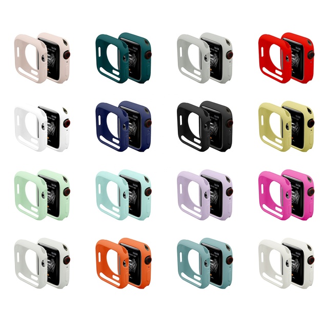 IVANHOE Silicone Case for Apple Watch Series 7 6/5/4/3/2/SE Back Cover TPU Screen Protector for IWatch Edition 44MM 40MM 38 42MM