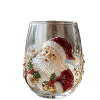 Ornement en verre de Noël, traîneau du Père Noël, scène de village d'hiver 3D, décor de bureau lumineux à LED sans pied, cadeau de Noël