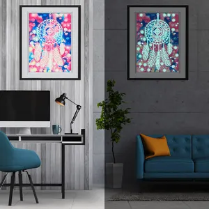 Weihnachts geschenk Dreamcatcher Landschaft Leinwand Wandbehang Strass Kunst Perlen Bild Kits Full Luminous Glow Diamond Painting