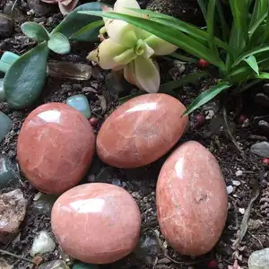 Pedras preciosas para artesanato, pedra de palma de lua e pêssego, cristal de quartzo