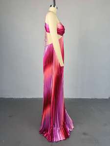 Robe à plis et bretelles sexy en V profond <span class=keywords><strong>Gentlewoman</strong></span> Robes de soirée sans manches élégantes dos nu - Product Image 2