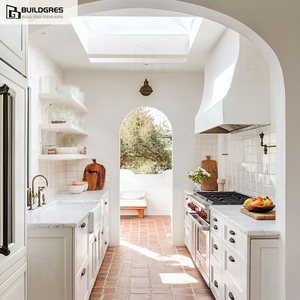 Buildgres Armoires de cuisine blanches en sourdine avec tiroir coulissant sans couture intégré dans l'effet personnalisé <span class=keywords><strong>hotte</strong></span> îlot panneau Design moderne - Product Image 6