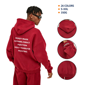 Heavyweight 26 Colors Solid Blank Custom Logo Unisex Clothing Hoodies High-quality Hoodies <strong>Thick</strong> <strong>Fleece</strong> 350GSM for Man - Product Image 3