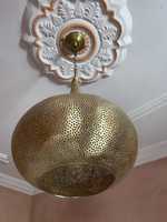 Lampe suspendue en laiton, abat-jour marocain, lustre fait à la main