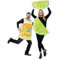 Costume de couple amusant pour adultes, thème boisson et nourriture, bouteille de tequila et tranche de citron vert, style tunique, en polyester doux, pour carnaval, bar et événements