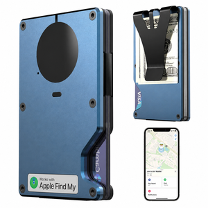 Portefeuille porte-cartes en aluminium et fibre de carbone avec logo personnalisé, blocage RFID, compatible Apple Find My - Product Image 1