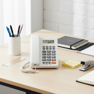 <span class=keywords><strong>Téléphone</strong></span> <span class=keywords><strong>fixe</strong></span> filaire à clavier anglais, prix usine, avec haut-parleur et identification de l'appelant pour la maison et le bureau - Product Image 2