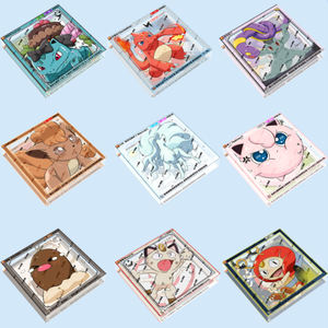 JPS Dernier design Aimants de réfrigérateur Pokémon en <span class=keywords><strong>cristal</strong></span>, Mini briques carrées en verre <span class=keywords><strong>cristal</strong></span> transparent, Jouet pour enfant, Boîte de booster Pokémon scellée - Product Image 5