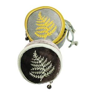 Terciopelo joyería redondo monedero bolsa personalizada cremallera bordado embalaje Greenfinch flores Salvia oscura bolsa collar pulsera caja - Product Image 5