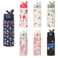 Bouteille isotherme personnalisée en acier inoxydable sans BPA, 500 ml et 1000 ml, anti-fuite, ouverture à un clic, cadeaux d'affaires, voyage en extérieur, couleurs variées