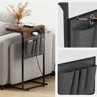 Table d'appoint minimaliste moderne en forme de C avec sac de rangement Table de canapé prise Meubles de salon Table basse