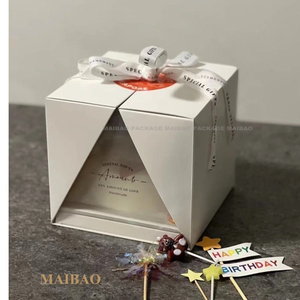 Scatola per Torte Quadrata Elegante ed Ecologica con Logo Personalizzato, Chiusura a Doppia Ala Integrata e Coperchio Pieghevole per <span class=keywords><strong>Pasticceria</strong></span> di Lusso - Product Image 5