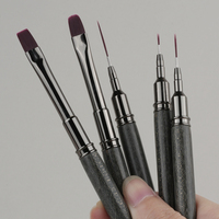 2024 nouveau populaire gris bois de santal poignée noir Nylon cheveux Ultra mince doublure Nail Art brosse ensemble