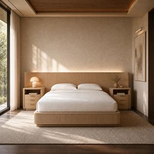Extended Upholstered Shelter <strong>Bed</strong> With Customizable Headboard Length And Width Solid Wood <strong>Frame</strong> <strong>Storage</strong> For Hotel Villa Suite - Product Image 1