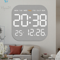 Reloj de pared y escritorio electrónico LED multifuncional blanco, nuevo diseño Simple, dibujo de alambre de Metal caliente analógico-digital transfronterizo