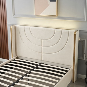 Base de Cama de Lujo con Cabecero de Terciopelo y Rejilla de Diamantes, Estilo Moderno, Tamaño King/Doble, con 1 Año de Garantía, Venta al Por Mayor - Product Image 5