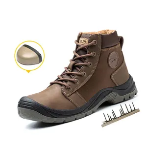 工厂批发安全供应商橡胶鞋底靴防水脚趾保护器皮革工作安全鞋
