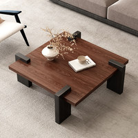 Table basse en bois massif de style mid-century avec structure métallique pour salon, mobilier pour petits espaces, style rétro français, mobilier moderne pour la maison