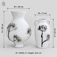 Vase à fleurs décoratif en céramique Jossin, vase en céramique blanc avec motif d'arbre artistique pour la décoration de la chambre à coucher et du salon