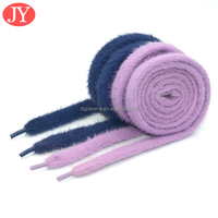Lacets de chaussures décontractés en toile de polyester pelucheux et plat de 12 mm, motif uni, marque JY, norme américaine, vente en gros