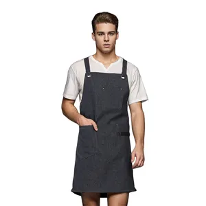 Delantal de chef de cocina de tamaño ajustable con logotipo impreso personalizado con bolsillos, delantales antisuciedad impermeables