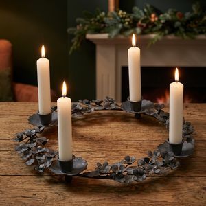 Couronne de l'Avent décorative en fer gris antique, support de bougie de Noël fait main pour la décoration de la maison - Product Image 2