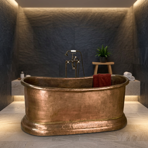 Bañera Ovalada de Cobre Estilo Antiguo, Bañera Independiente de Metal de Lujo para Adultos, Diseño Duradero - Artesanía India - Product Image 4