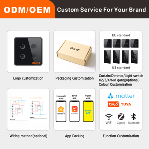 Interrupteur tactile multifonctionnel TYSH Tuya en acrylique 4-en-1 avec variateur de lumière, rideau et scène, compatible <span class=keywords><strong>Zigbee</strong></span>/Wi-Fi - Product Image 6
