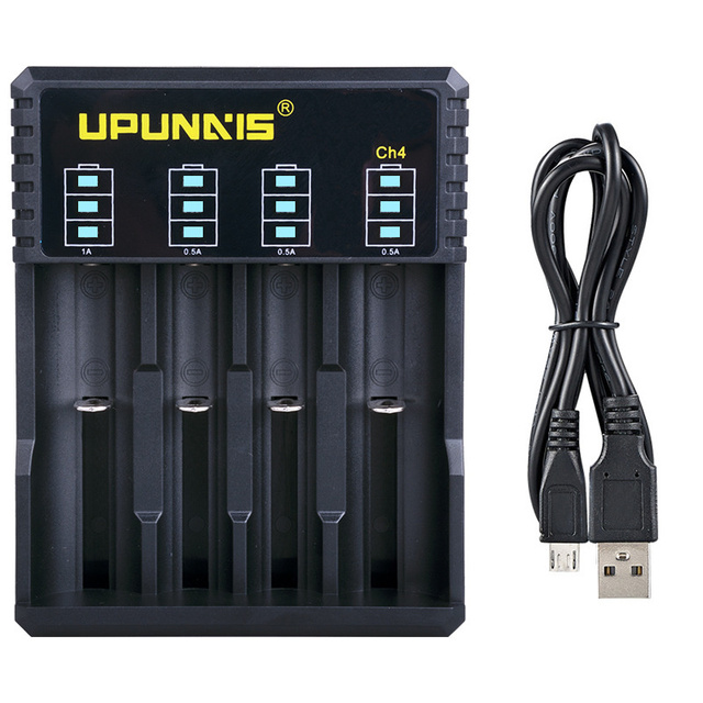 BOOTPWR 4-Slot Smart LCD 18650 Li-ion Cylindrical Battery Charger with Short Circuit Protection CE Certified