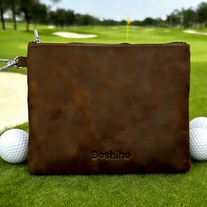 Étui à balles de golf en cuir véritable Boshiho, pochette de rangement premium pour objets de valeur de golf, sac de rangement pour accessoires de golf - Product Image 1