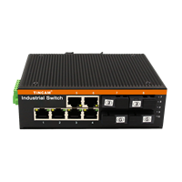 Commutateur Ethernet Gigabit industriel géré Tincam, 4 fibres SC monomodes 20 km + 6 ports RJ45, WEB VLAN QoS ERPS, rail DIN, DC12-57V