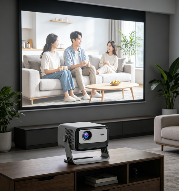 4K Supported Smart Mini Projector Android 14 WiFi 6 Bluetooth Native 1080P Auto Focus Home Theater Movie Projector