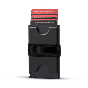 Casekey Aluminum New Model Metal <b>Wallet</b> Large Capacity Smart Card <b>Holder</b> With Strap and Back Plate for Men - Product Image 2