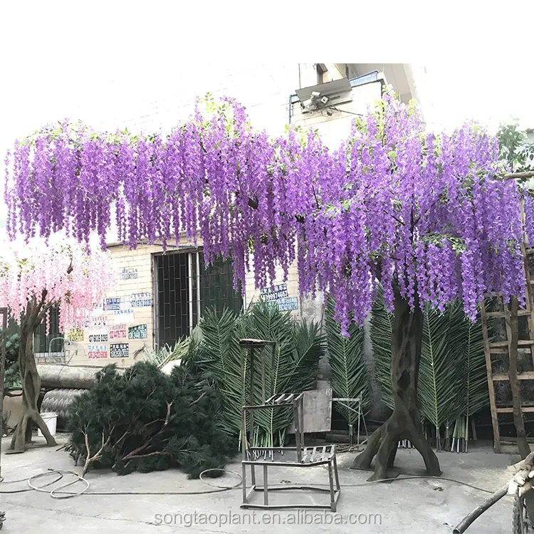 Yapay kapalı wisteria ağacı centerpieces mor satılık wisteria ağacı