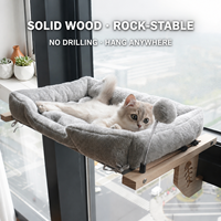 Hamac suspendu pour chat en bois massif, réglable, avec fausse fourrure de lapin, confortable, pour fenêtre ou étagère, OEM ODM personnalisé