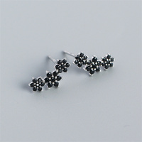 Frauen edlen Schmuck 18 Karat vergoldet klar Zirkon Pflaster 925 Sterling Silber Blume Kletterer Ohrringe Großhandel