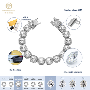 Dây chuyền đá pha lê thời trang cá tính, đính đá Moissanite VVS, chuỗi bạc 925 tinh tế, kiểu dây tennis, món quà tuyệt vời - Product Image 2