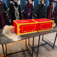 Gruselige Simulations-Zauberbox mit Fake-Menschenkopf aus Metall, Wasserfeste Dekoration für Geisterhäuser, Horror-Tricks und Freizeitparks