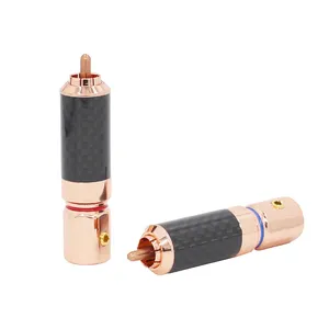 Promoción piezas de alta calidad de fibra de carbono de la serie Rosa chapado en oro conector RCA de Audio RCA macho