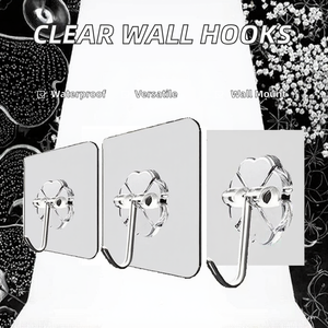ตะขอแขวนผนังแบบใส PVC สองด้าน แบบกาวและแบบสุญญากาศ สำหรับใช้ในห้องครัว ห้องน้ำ และแขวนกระเป๋า - Product Image 2