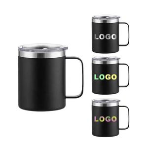 Mug isotherme de 12 oz avec poignée, en acier inoxydable à double paroi, avec revêtement par pulvérisation, pour le bureau, pour boissons chaudes et froides - Product Image 4