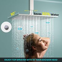 HOMEDEC Système de douche complet avec douches pluie 10 et 6 pouces, vanne inverseur thermostatique 3 voies, douchette à main et barre coulissante