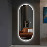 Cermin Dinding LED Modern Bercahaya Penuh dengan Sensor Sentuh, Desain 2 Sisi, Dapat Diredupkan, Warna Cerah