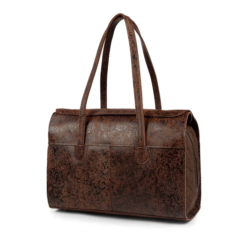 2024 Wholesale Vintage Cowhide Cow Real Leather Tote Hand Bag Handbag Lady Women's Genuine Leather Shoulder Bags